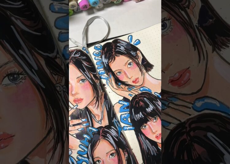 Drawing Jiwoo from Hearts2hearts #fanart #drawing #artist #sketchbook  #jiwoo #hearts2hearts