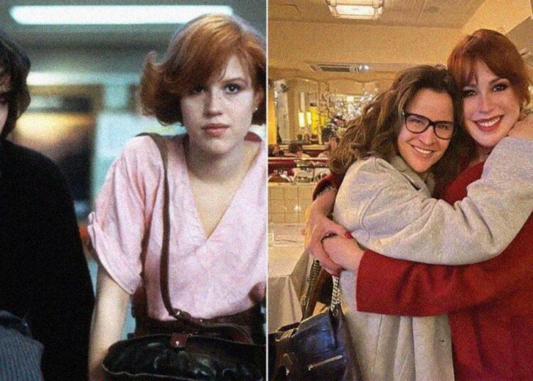 Molly Ringwald and Ally Sheedy from The Breakfast Club then and now representing Celebrities from the 1980s and their changing careers