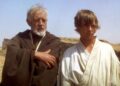 Actors Alec Guinness and Mark Hamill on the set of 'Star Wars: Episode IV - A New Hope.' -