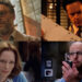 Clockwise from top left: Seth Rogen in 'The Studio,' Tim Robbins in 'The Player,' Tom Cruise in 'Tropic Thunder' and Tilda Swinton in 'Adaptation'