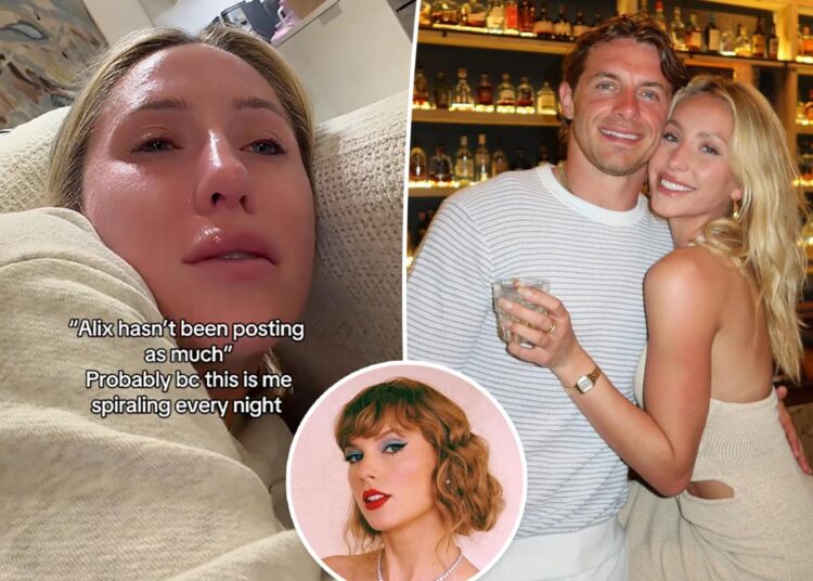 Alix Earle sobs over Taylor Swift song after seeing ex Braxton Berrios for first time since their breakup