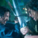 Shujiro and Bukotsu clashing with their swords