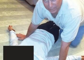 A photo of former Prince Andrew leaning released by US officials.
