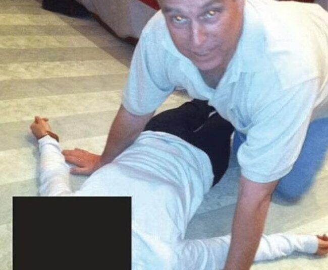 A photo of former Prince Andrew leaning released by US officials.
