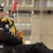 Then- Prince Andrew dangling on a rope wearing a hard hat