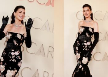 Anne Hathaway Brings Floral Valentino Couture to Oscars Red Carpet 2026