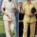In November, Anne rewore a classic 70s safari-style trouser suit a staggering 52 years on from its royal debut. Pictured in 1973 (left) and in 2025 (right)