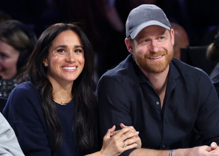 Meghan, Duchess of Sussex and Prince Harry, Duke of Sussex attend the 75th NBA All-Star Game at Intuit Dome on February 15, 2026 in Inglewood, California