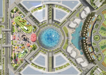 Render of theme park aerial view