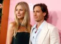 Image may contain Brad Falchuk Gwyneth Paltrow Blonde Hair Person Adult Face Happy Head Smile and Clothing