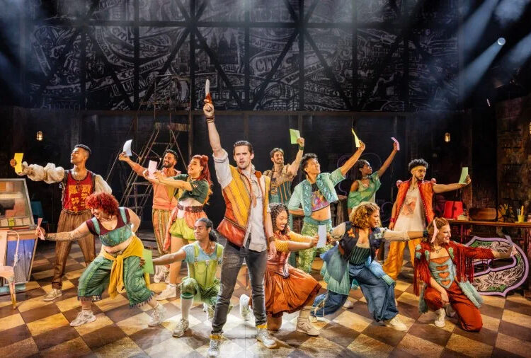 CJ Eldred and the company of the North American Tour of & JULIET. (Courtesy Evan Zimmerman for MurphyMade)