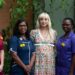 Helen George with a group of Nightingale nurses in the Florence Nightingale Garden, 2021