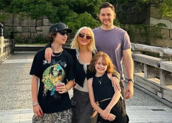 Christina Aguilera, son Max, daughter Summer, Matthew Rutler.Credit: Christina Aguilera/Instagram