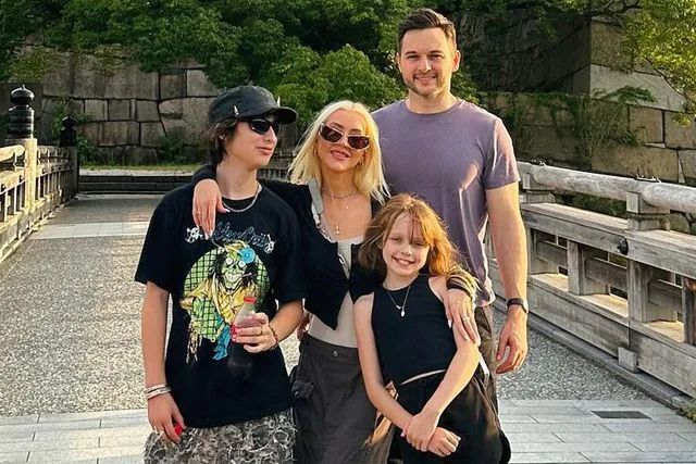 Christina Aguilera, son Max, daughter Summer, Matthew Rutler.Credit: Christina Aguilera/Instagram