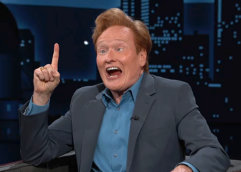 Conan O'Brien demonstrates how in his proposed bit he would "freeze and hold it for a really long time and never break.”