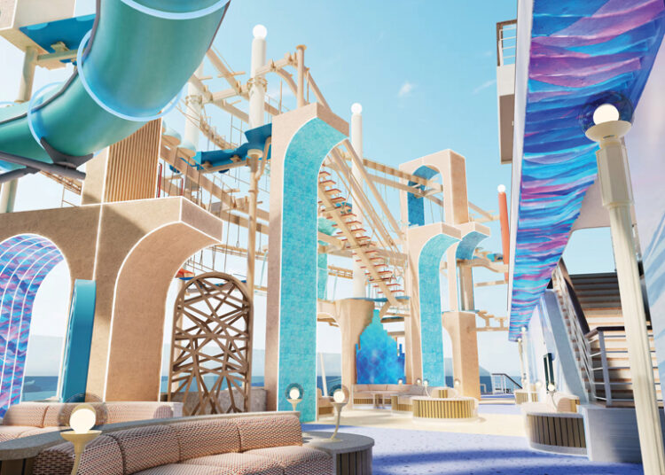Ocean Heights onboard NCL’s Norwegian Aura will include the Aura Ropes Course, a gaming zone and a waterslide