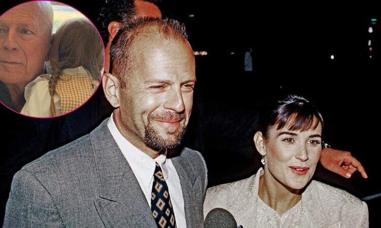 Demi Moore shared rare photos of ex-husband Bruce Willis with his granddaughter for his 71st birthday amid his dementia battle.MEGA/@demimoore/Instagram