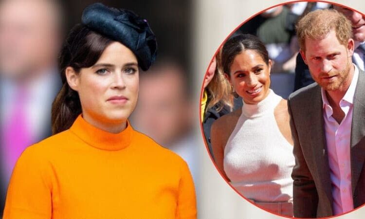 Eugenie's possible move to work with Harry and Meghan in California rattled London.MEGA