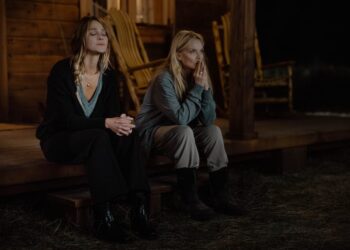 beau garrett as abigail reese and michelle pfeiffer as stacy clyburn in episode 2, season 1 of the paramount series the madison