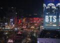 K-pop group BTS performs during its comeback concert 'BTS THE COMEBACK LIVE: ARIRANG' at Gwanghwamun Square in central Seoul, March 21. Yonhap