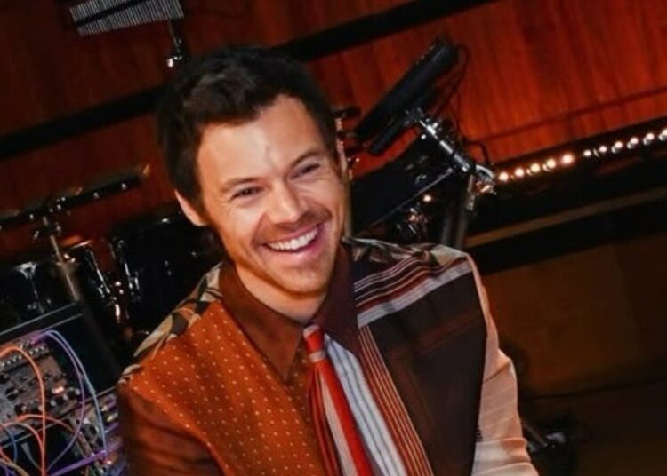 Harry Styles Wears a Patchwork Shirt Made From Silk Scarves