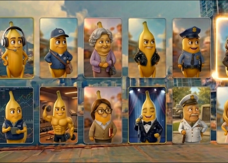 Anti-Fraud A.I. Music Video “Confronting Lachachu” Screenshot: The “Lachachu” (despicable banana in Cantonese) disguises itself as various identities to steal the hard-earned money of members of the public.