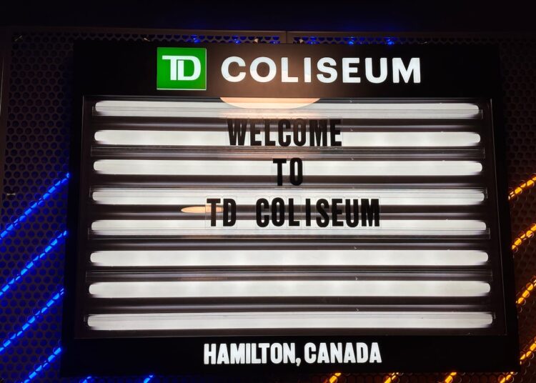 Sign that reads 'Welcome to TD Coliseum'
