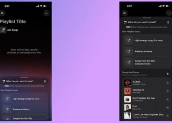 A pair of screenshots showing off Apple Music's new Playlist Playground feature.