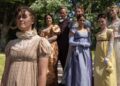 Mary Bennet (ELLA BRUCCOLERI);Mrs Bennet (RUTH JONES);Mr Bennet (RICHARD E GRANT);Lizzie Bennet (POPPY GILBERT);Kitty Bennet (MOLLY WRIGHT);Lydia Bennet (GRACE HOGG-ROBINSON);Jane Bennet (MADDIE CLOSE) in The Other Bennet Sister