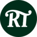 Radio Times logo compressed to an RT icon in white, sitting within a dark green circle