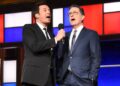 Jimmy Fallon visits 'The Late Show With Stephen Colbert' on March 5Credit: Scott Kowalchyk/CBS