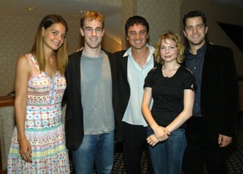 From left: "Dawson's Creek" stars Katie Holmes, James Van Der Beek, Kerr Smith, Michelle Williams and Joshua Jackson in 2003.