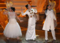 Rei Ami, left, EJAE, center, and Audrey Nuna perform ″Golden″ (2025) from ″KPop Demon Hunters″ (2025) during the Oscars on March 15 at the Dolby Theatre in Los Angeles. [AP/YONHAP]