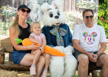 The Wilke family poses for an Easter photo with Big...