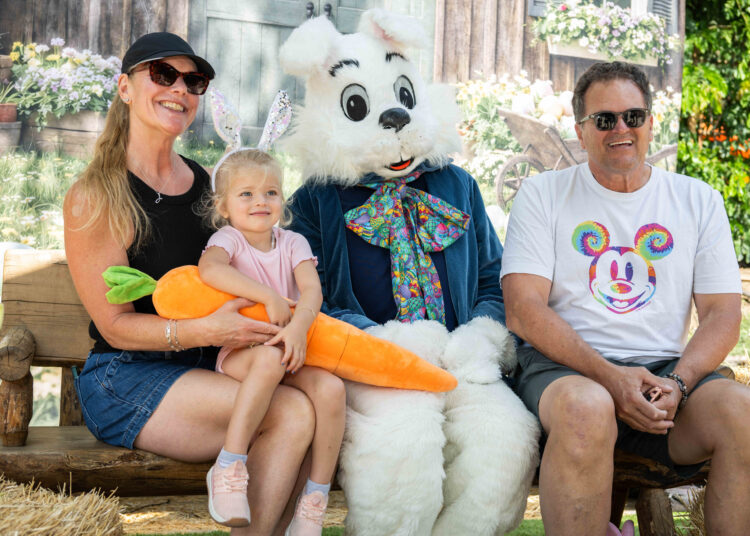 The Wilke family poses for an Easter photo with Big...