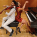 Pianist Adea Badivuku and violinist Deniz Caglarcan sit back-to-back on a piano bench. (Courtesy photo)
