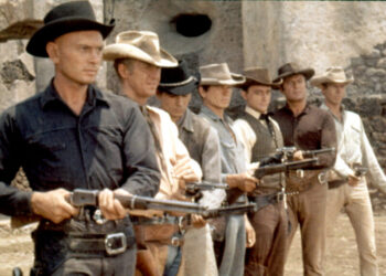THE MAGNIFICENT SEVEN, Yul Brynner, Steve McQueen, Horst Buchholz, Charles Bronson, Robert Vaughn, Brad Dexter, James Coburn, 1960