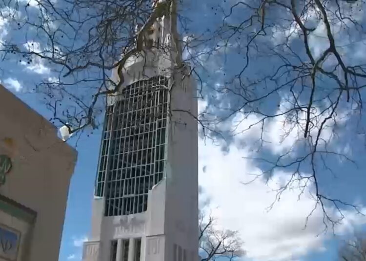 Music Tower at Rye Playland Park damaged by high winds