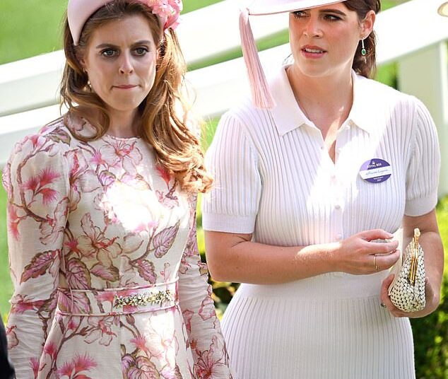 Princess Beatrice (L) and Princess Eugene (R) pictured at Royal Ascot at Ascot Racecourse in 2024