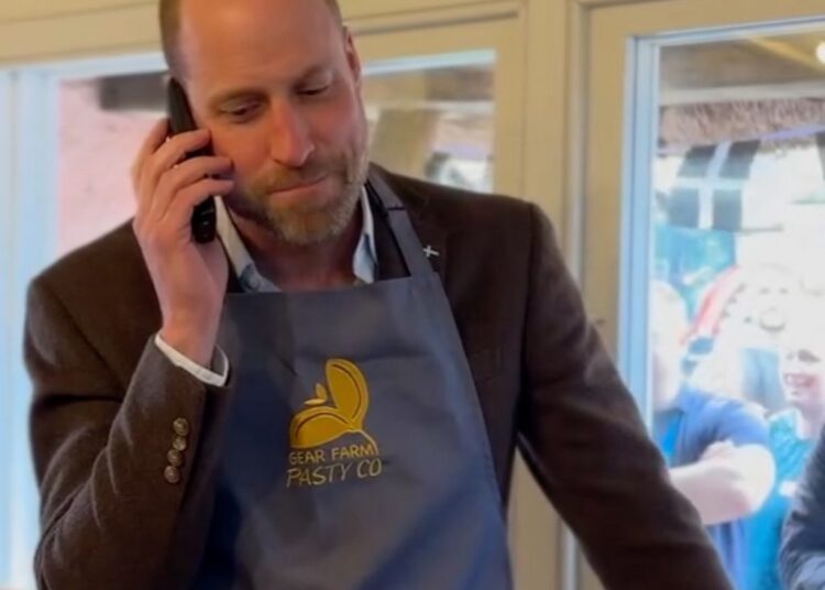 Prince William takes a pasty order during royal visit to Cornwall
