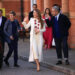 Princess Kate waves during a visit to Leicester in central England, on March 5, 2026.