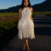 Priyanka Chopra Jonas wearing a white frilly dress
