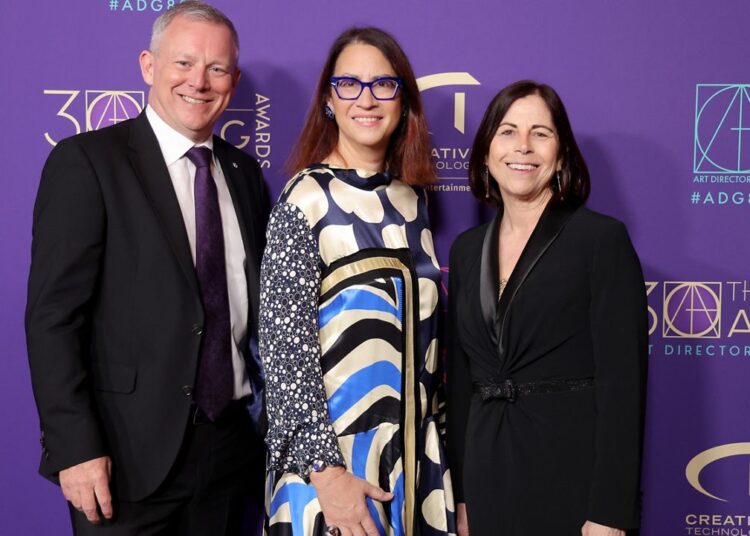Michael F. Miller, Rep. Laura Friedman, Dina Lipton. (Chelsea Lauren/Shutterstock for ADG)