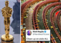 Reporter shows the mess left behind at the Oscars