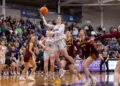 The University of Scranton's Kaeli Romanowski shoots in the paint against Concordia-Moorhead in an NCAA Division III women's basketball sectional final at the John Long Center in Scranton on Saturday, March 14, 2026. (VIN RINELLA / UNIVERSITY OF SCRANTON).
