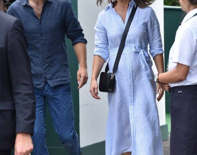Pippa Middleton in shirt dress with james middleton