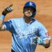 Aug 21, 2025; Kansas City, Missouri, USA; Kansas City Royals left fielder Nick Loftin (12) rounds the bases after hitting a home run during the second inning against the Texas Rangers at Kauffman Stadium. Mandatory Credit: Jay Biggerstaff-Imagn Images
