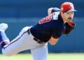 Feb 28, 2026; Sarasota, Florida, USA;  Atlanta Braves starting pitcher Spencer Strider (99) throws a pitch against the Baltimore Orioles during the first inning at Ed Smith Stadium. Mandatory Credit: Kim Klement Neitzel-Imagn Images