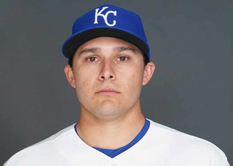Feb 19, 2026; Surprise, AZ, USA; Kansas City Royals pitcher Eli Morgan (34) poses for a photo for MLB media day at Surprise Stadium. Mandatory Credit: Allan Henry-Imagn Images