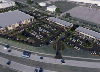 A rendering shows an aerial view of a proposed new Rush Funplex location in Lee’s Summit.